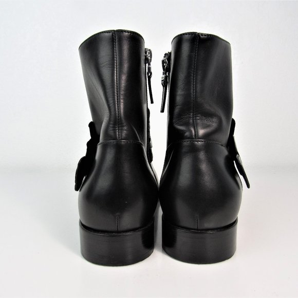 FENDI Black Leather Boots with Crocodile Strap Women's Size 8 or 39 - Picture 4 of 13